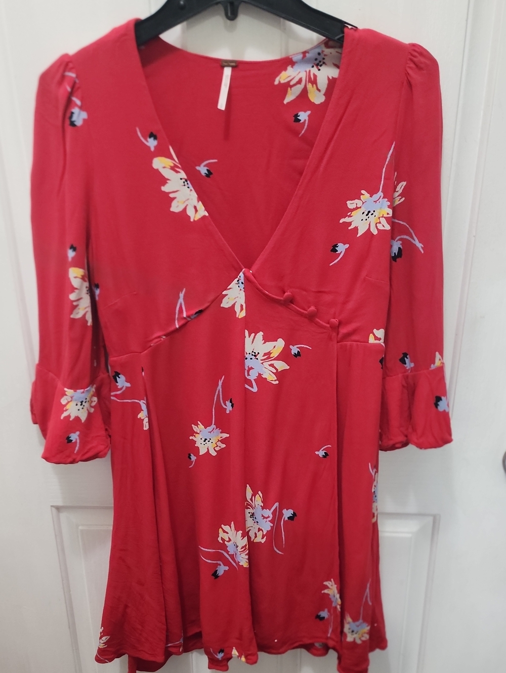 Free People Red Floral Wrap-Style Women’s Dress S